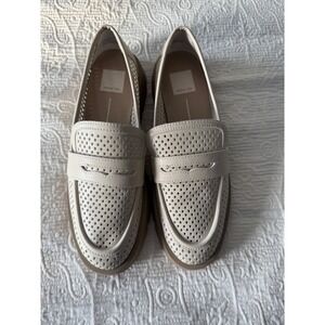 Dolce Vita Women's Ersula Perforated Loafers Slip On Chunky Beige Ivory Size 9.5